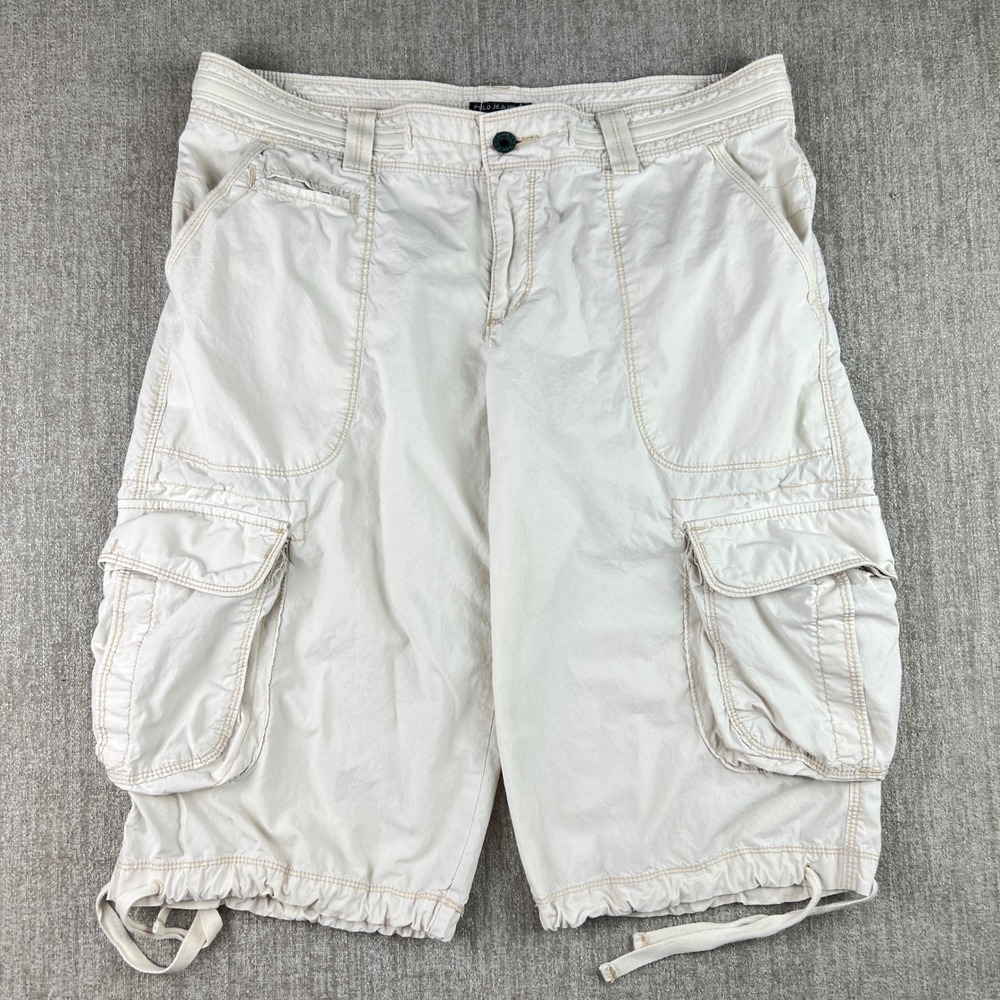 Polo Jeans Co Ralph Lauren Cargo Shorts Womens 12 Cream 34 Utility Gorpcore Y2K